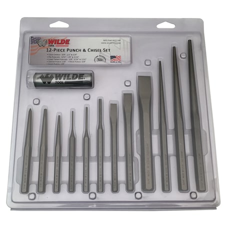Wilde 12-PIECE PUNCH & CHISEL SET-VINYL POUCH-CARD CLAM K12.NP/CC